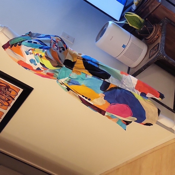 Colorful Abstract Print Shirt Dress - Picture 4 of 11